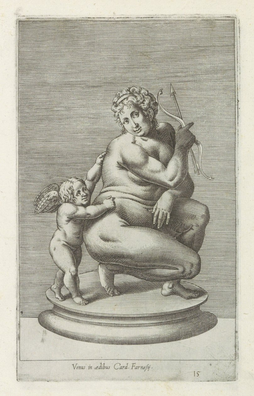 Sculptuur van Venus en Amor Venus in aedibus Card. Farnesii (title on object) Antieke sculpturen in Rome (series title) Antiquarum statuarum urbis Romae quae in publicis locis visuntur icones (series title)   1328903   pl       polish Successfully Translat autorstwa Anonymous