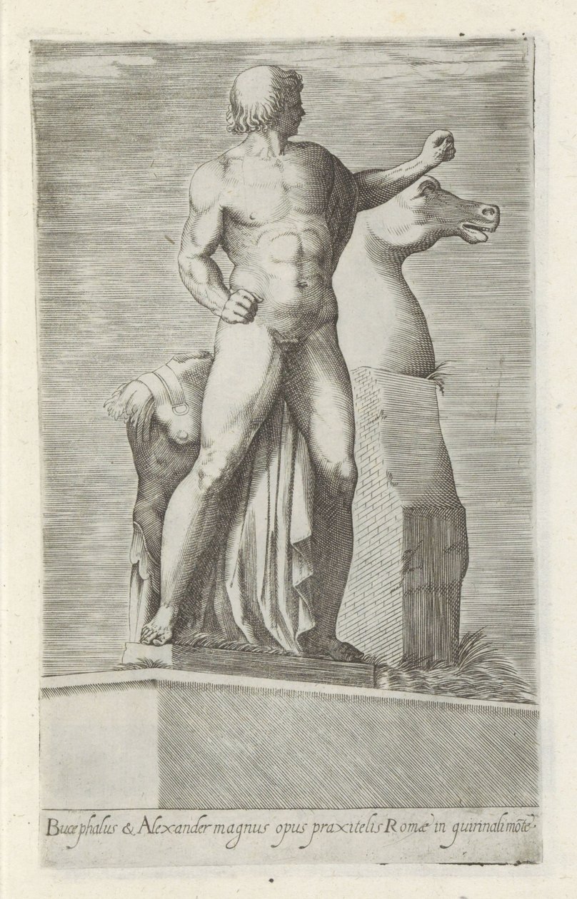Sculptuur van een van de Dioscuren op het Quirinaal te Rome Bucefał i Aleksander wielkie dzieło (...) (tytuł na obiekcie) Rzeźby antyczne w Rzymie (tytuł serii) Ikony starożytnych posągów miasta Rzymu, które można zobaczyć w miejscach publicznych (tytuł se autorstwa Anonymous