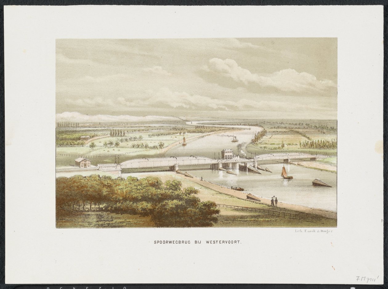 Most kolejowy w Westervoort, 1846 Most kolejowy w Westervoort (tytuł na obiekcie) Główne mosty kolejowe w Holandii (tytuł serii) autorstwa Anonymous