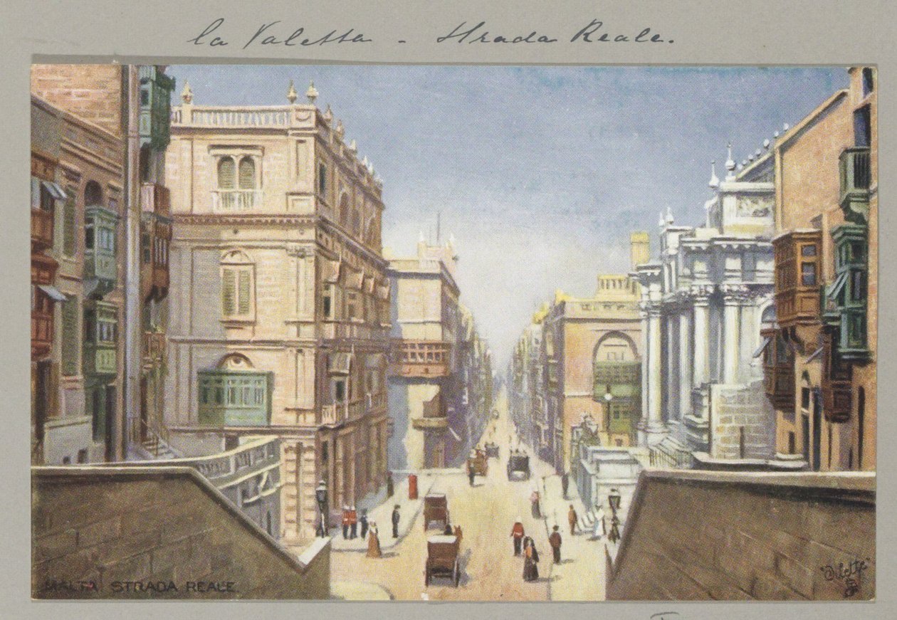 Trakt Królewski w Valletcie Malta, Strada Reale (tytuł na obiekcie) autorstwa Anonymous