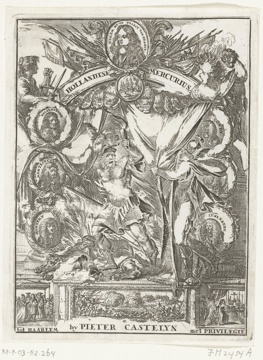 Strona tytułowa holenderskiego Merkurego roku 1673 (tytuł na obiekcie) autorstwa Anonymous