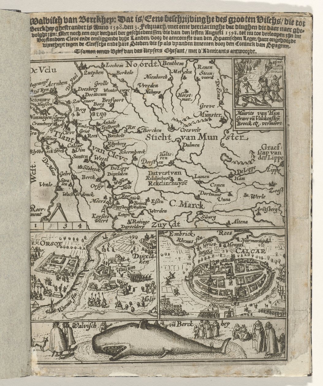 Strona tytułowa broszury: Walvisch van Berckhey (...) ghestrandet is Anno 1598. den 3 Februarij, 1599 autorstwa Anonymous