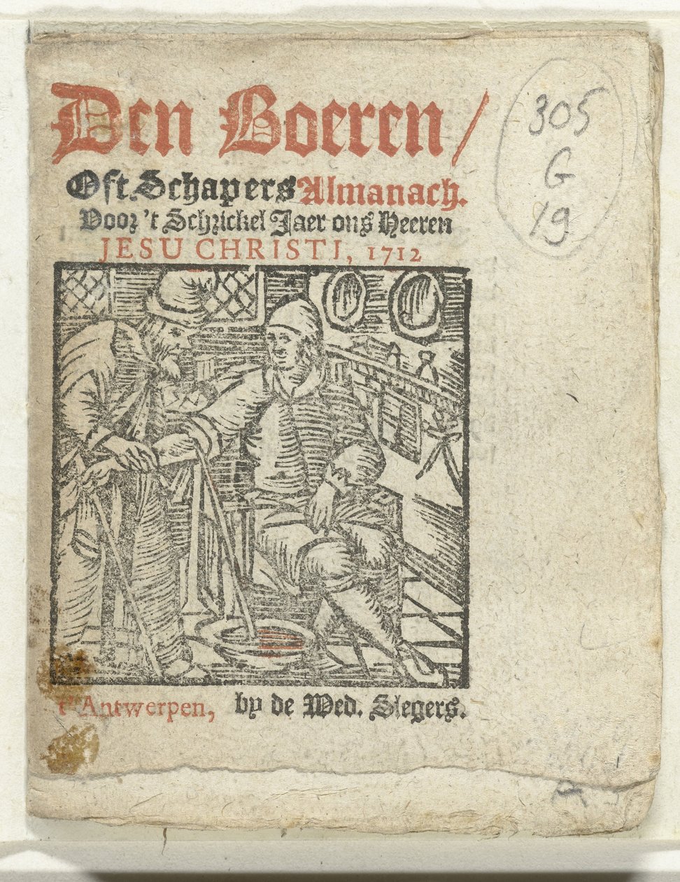 Strona tytułowa dla: Den Boeren / Oft Schapers Almanach Voor 