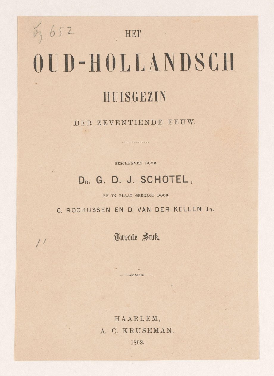 Strona tytułowa dla: Gillis Dyonisius Jacobus Schotel, The Old Dutch Household, Second Piece, 1868 autorstwa Anonymous