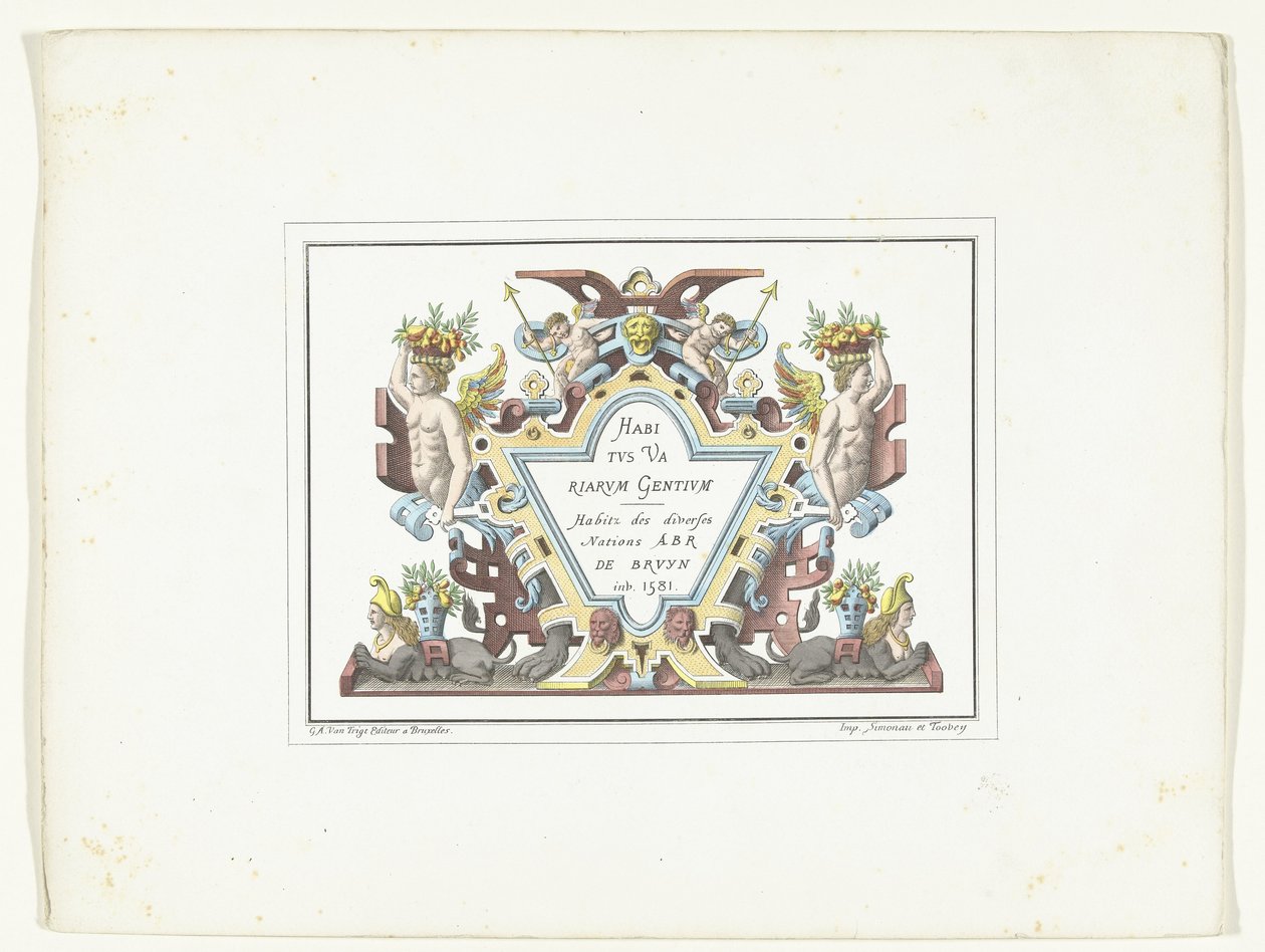 Titelprent voor de serie kostuumprenten in faksymile Habitus Variarum Gentium Habitus Variarum Gentium / Habitz des divers Nations Abr De Bruyn inw. 1581 (tytuł na obiekcie) autorstwa Anonymous