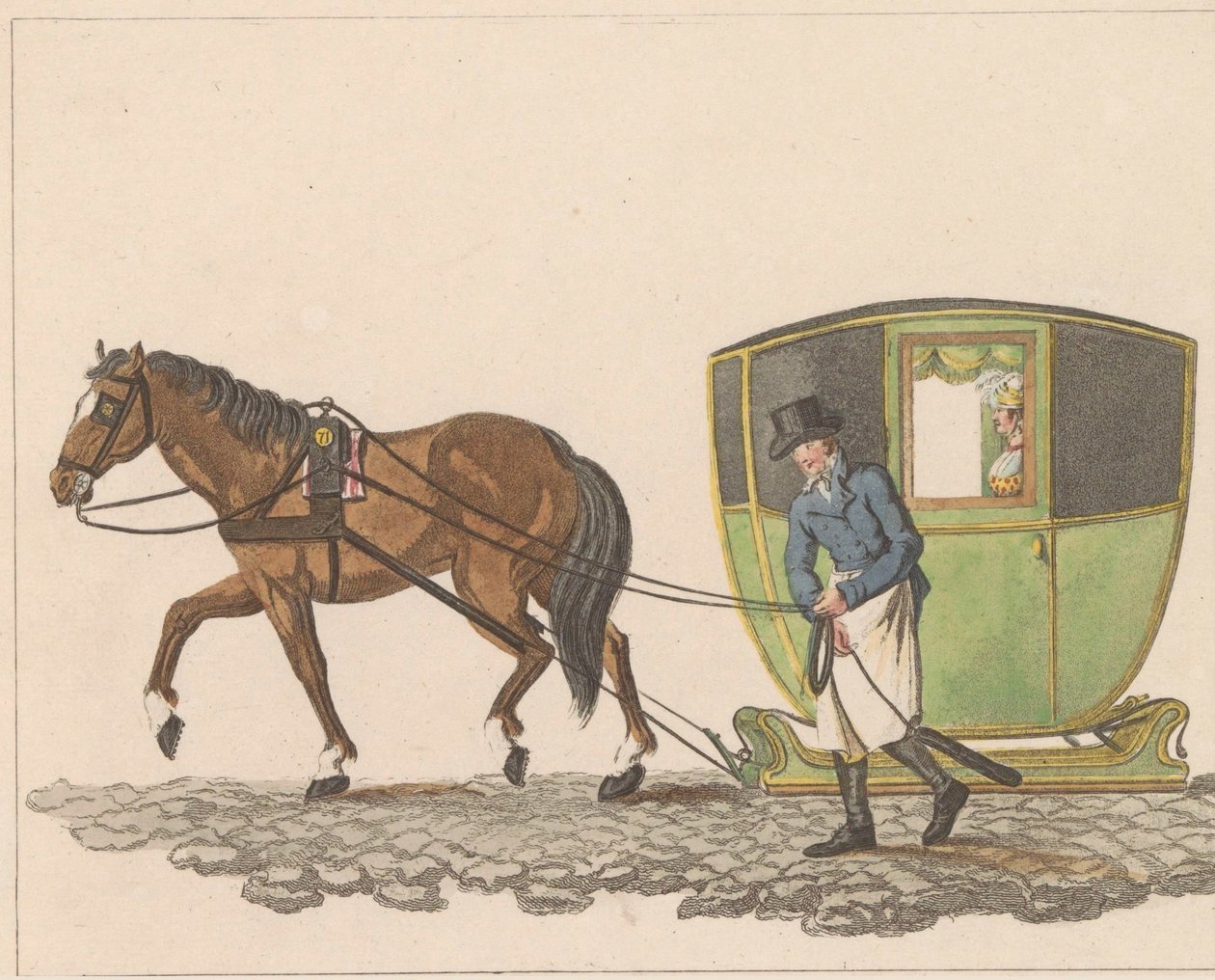 Toeslede, 1810-1825 Sanie wynajęte, w puszkach pod nazwą Sleede lub Slee (tytuł na obiekcie) autorstwa Anonymous