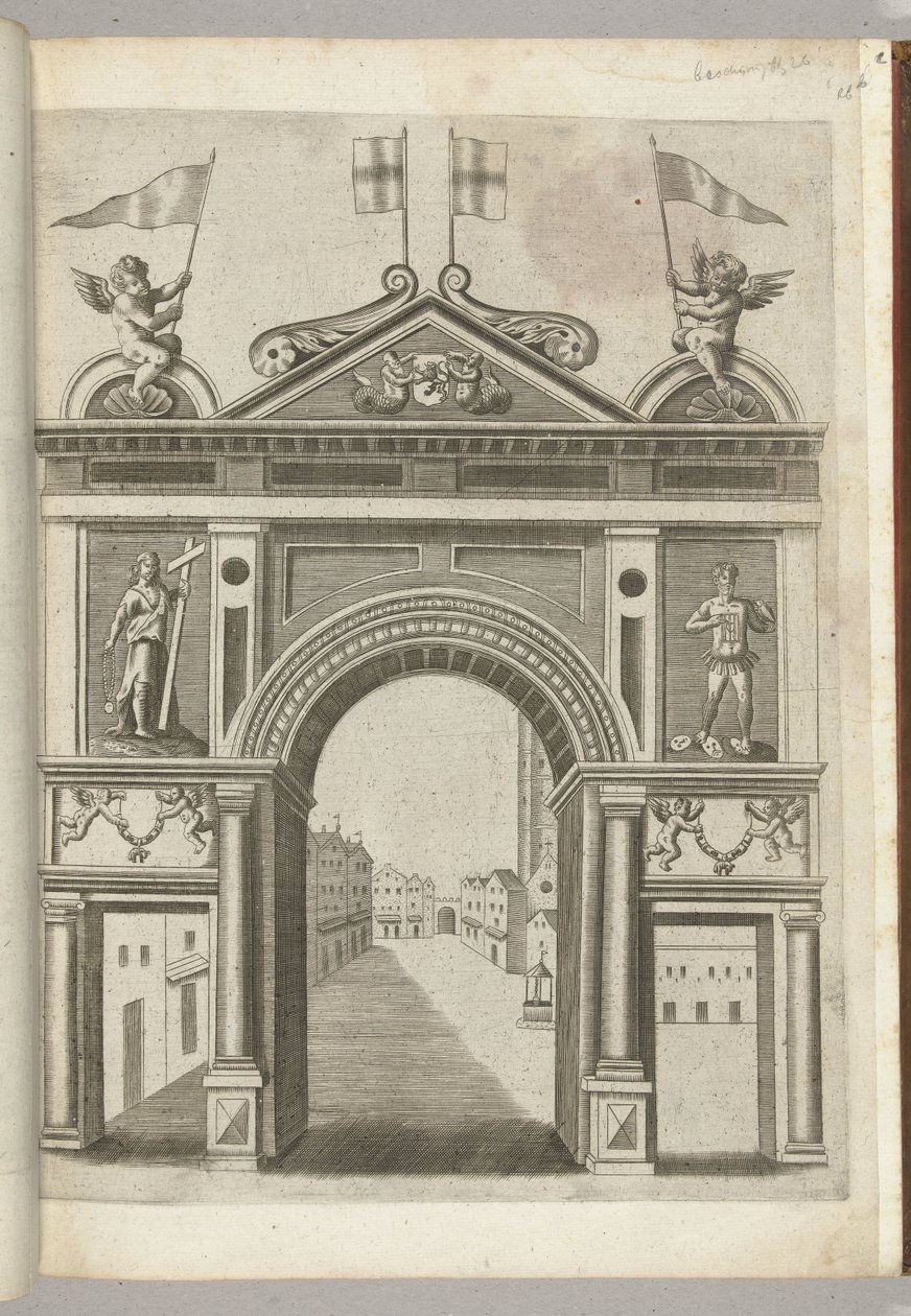 Brama Triumfalna z figurami alegorycznymi i Putti z łańcuchem Orderu Złotego Runa, 1594 autorstwa Anonymous