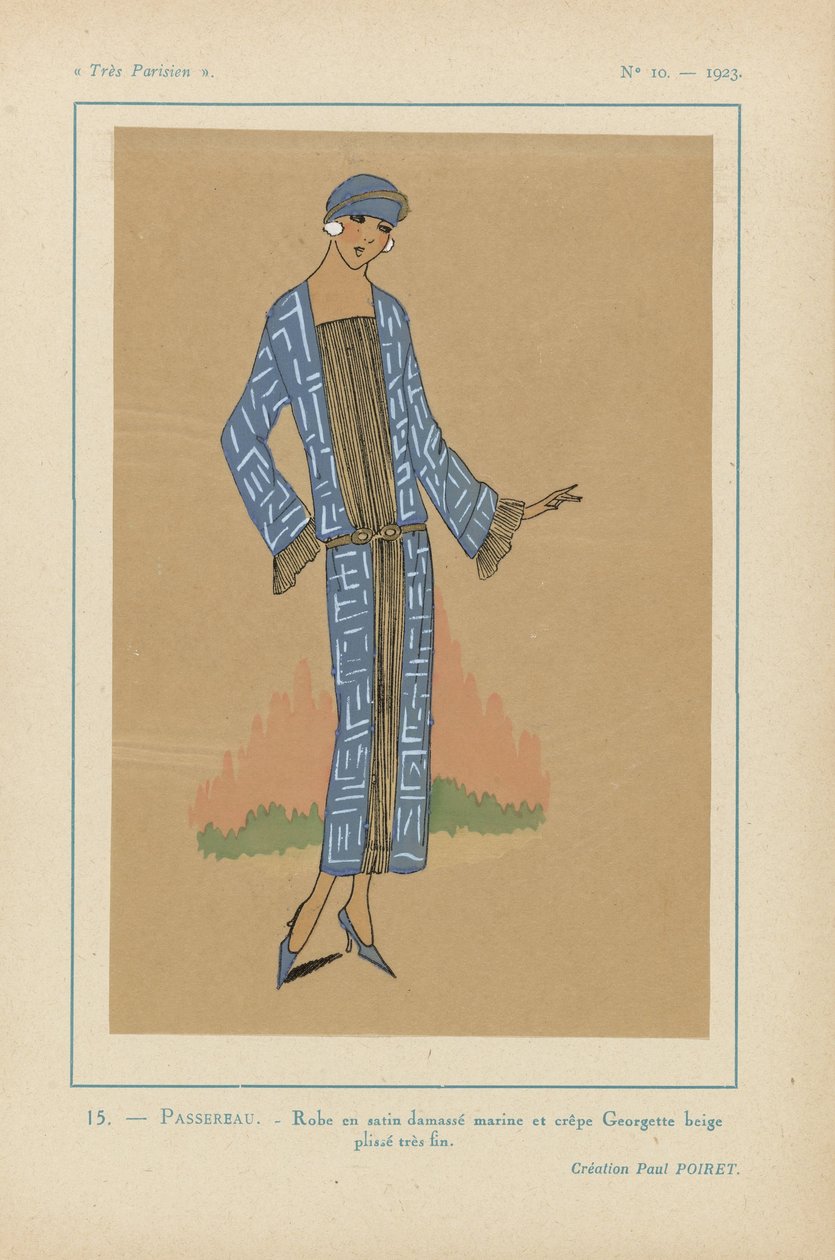 Bardzo paryski, 1923, nr 10: 15.- PASSEREAU. - adamaszkowa satynowa sukienka... autorstwa Anonymous