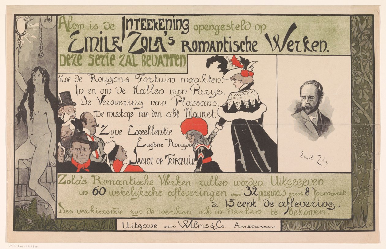 Prospekt wydawcy dzieł romantycznych Emila Zoli autorstwa Anonymous