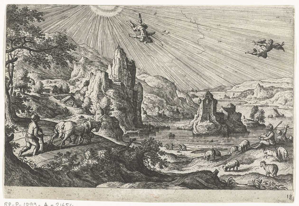 Upadek Ikara Pejzaże ze scenami mitologicznymi i biblijnymi (tytuł serii) autorstwa Anonymous