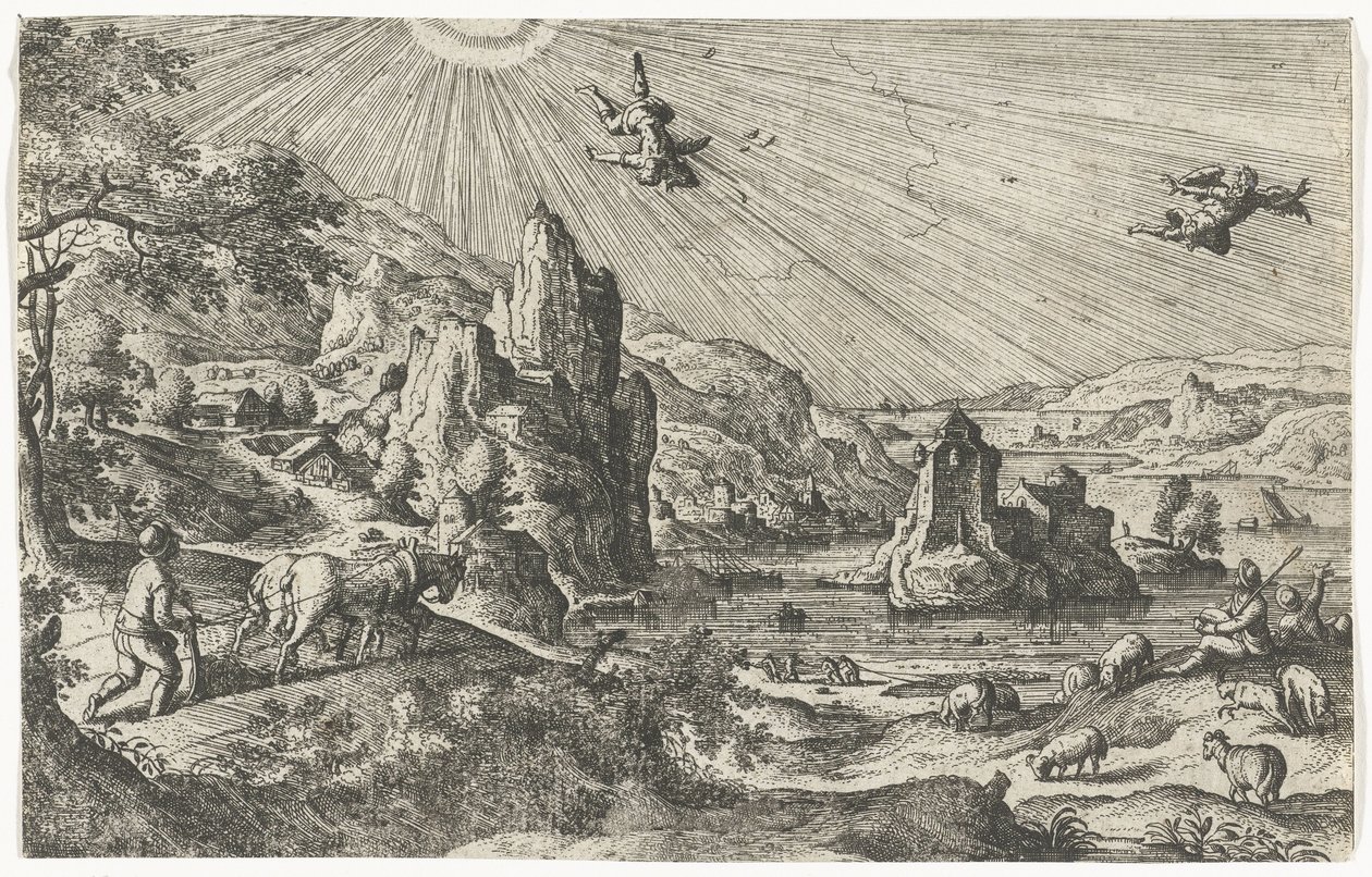 Upadek Ikara Pejzaże ze scenami mitologicznymi i biblijnymi (tytuł serii) autorstwa Anonymous