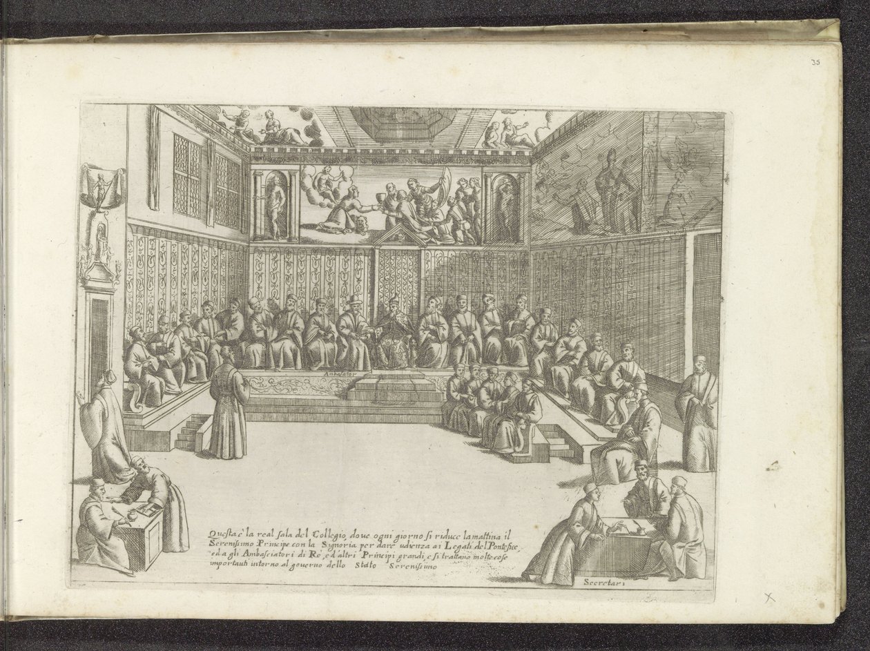 Vergadering w de Sala del Collegio Scenes uit het Venetiaanse leven (tytuł serii) Habiti d