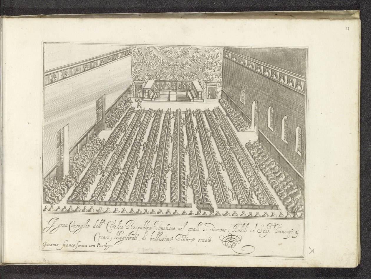 Vergadering w Sala del Maggior Consiglio Scenes uit het Venetiaanse leven (tytuł serii) Habiti d