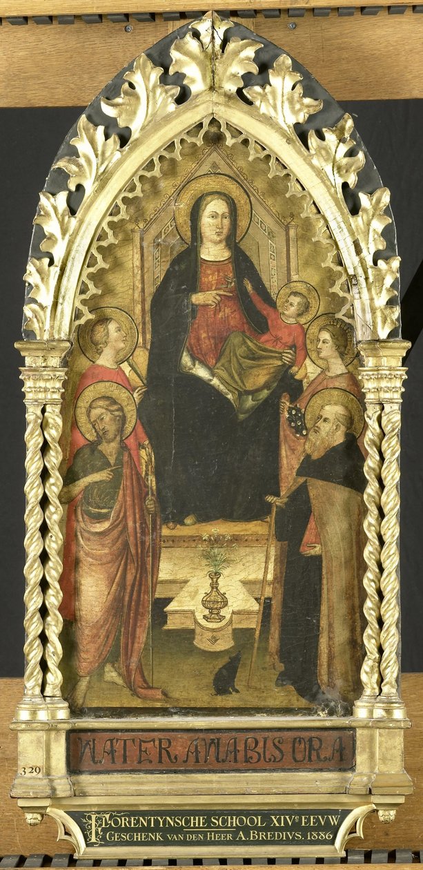 Dziewica z Dzieciątkiem na tronie z czterema świętymi, świętymi Janem Chrzcicielem, Antonim Opatem, Elżbietą Węgierską, świętą kobietą autorstwa Anonymous