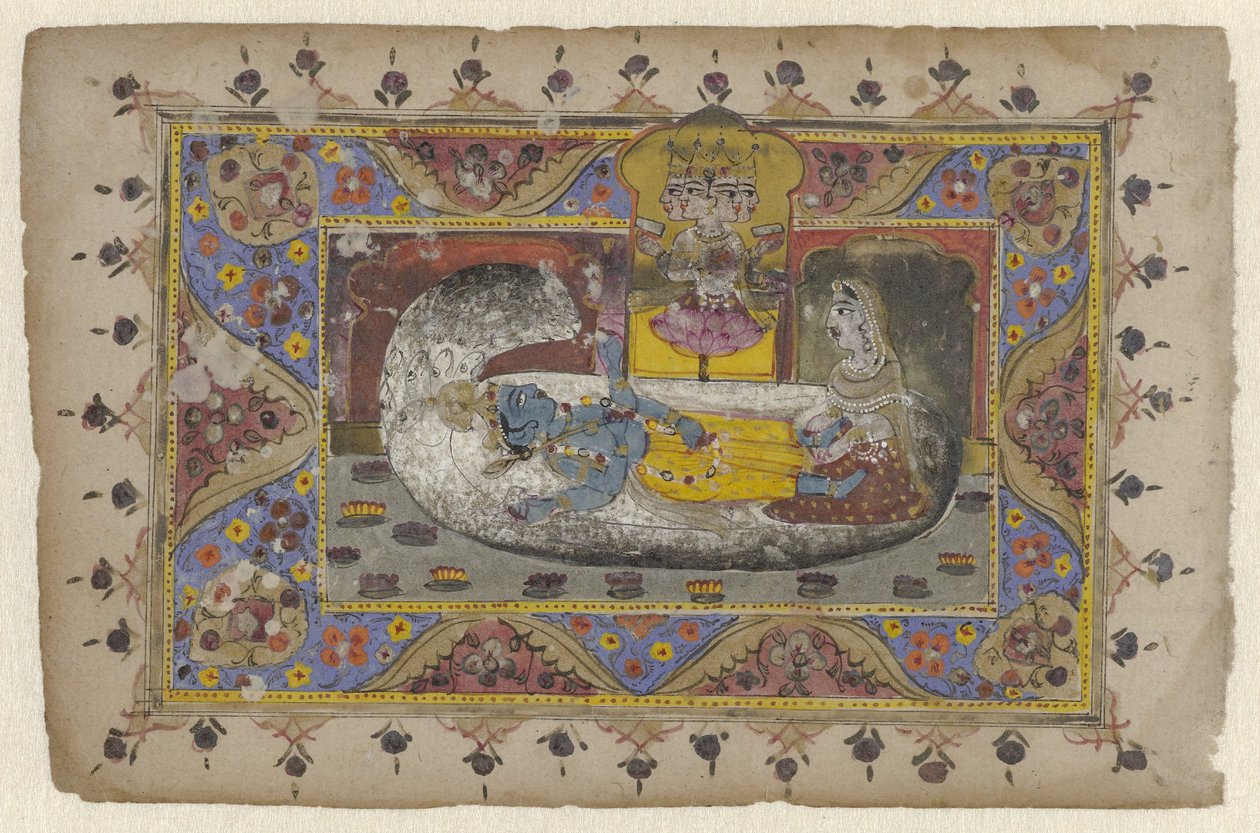 Wisznu na światowym wężu Ananta, narodziny Brahmy autorstwa Anonymous