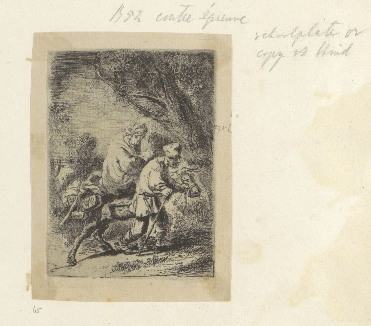 Lot do Egiptu: Mały talerz Recueil de Rembrandt przez HL Basana, 1807/1808, 65 (124) (tytuł serii) Recueil de quatre-vingt-cinq estampes originales (tytuł serii) autorstwa Anonymous