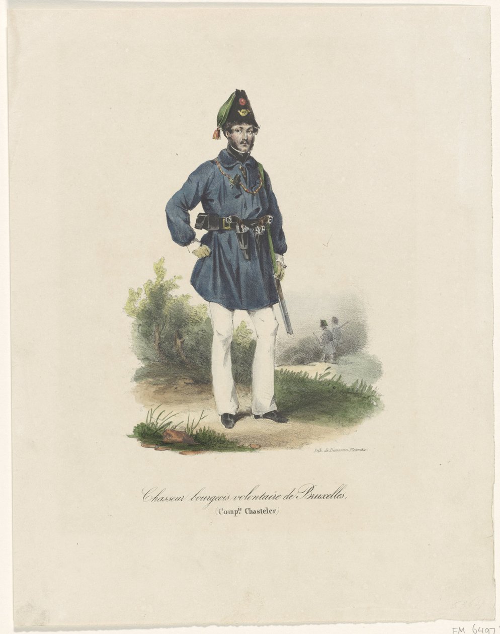Myśliwy ochotnik z Brukseli, 1830 Chasseurs bourgeois volontaire de Bruxelles, (Comp.ie Chasteler) (tytuł na obiekcie) autorstwa Anonymous