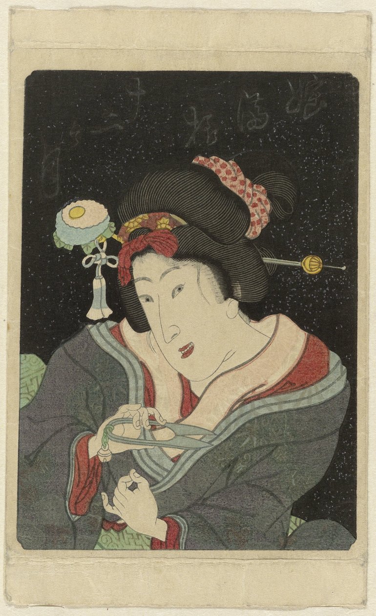 Kobieta obcina paznokcie Musume jûni kagetsu (tytuł na obiekcie) Imayô jûni kagetsu no uchi (tytuł serii) autorstwa Anonymous