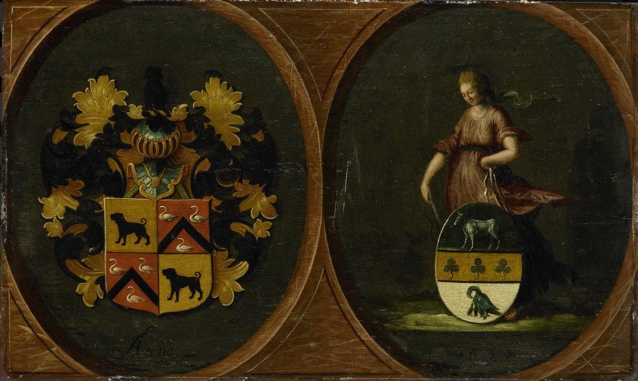 Herb z herbem pary Pieter Courten i Hortensia del Prado, 1625 autorstwa Anonymous