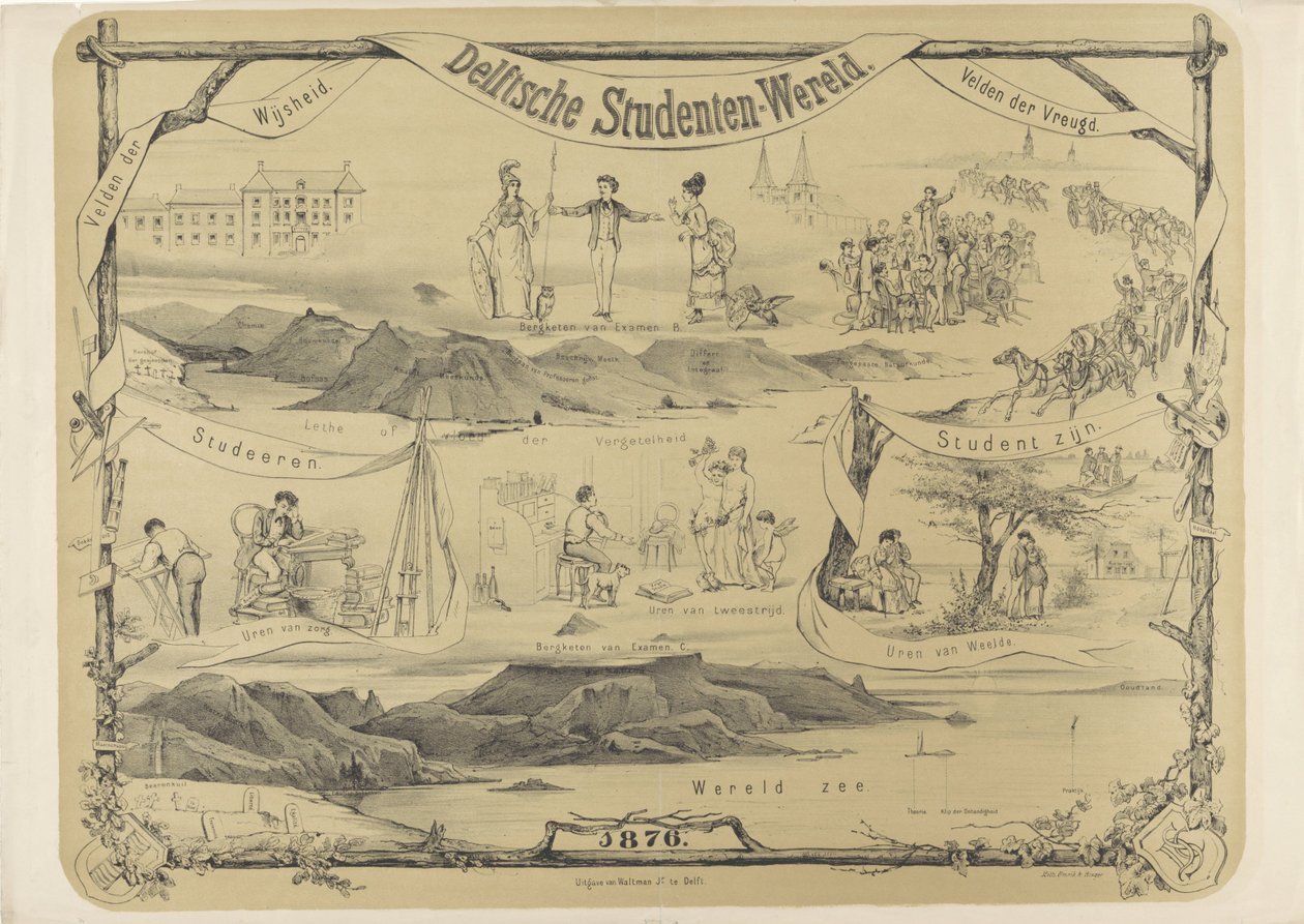 Świat studenta Delft, 1876 Świat Studencki Delft (tytuł na obiekcie) autorstwa Anonymous