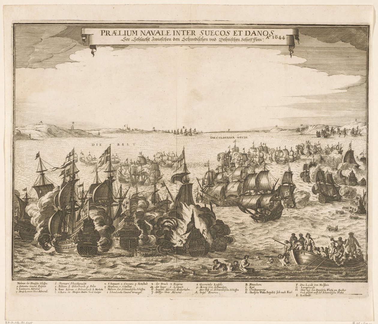 Bitwa morska między flotami szwedzkimi i duńskimi w pasie, 1644 Praelium navale inter Suecos et Danos / Ao. 1644 / Patrz Schlacht Zwieschen den Schwedischen und Dehnischen Schieffflota (tytuł na obiekcie) autorstwa Anonymous