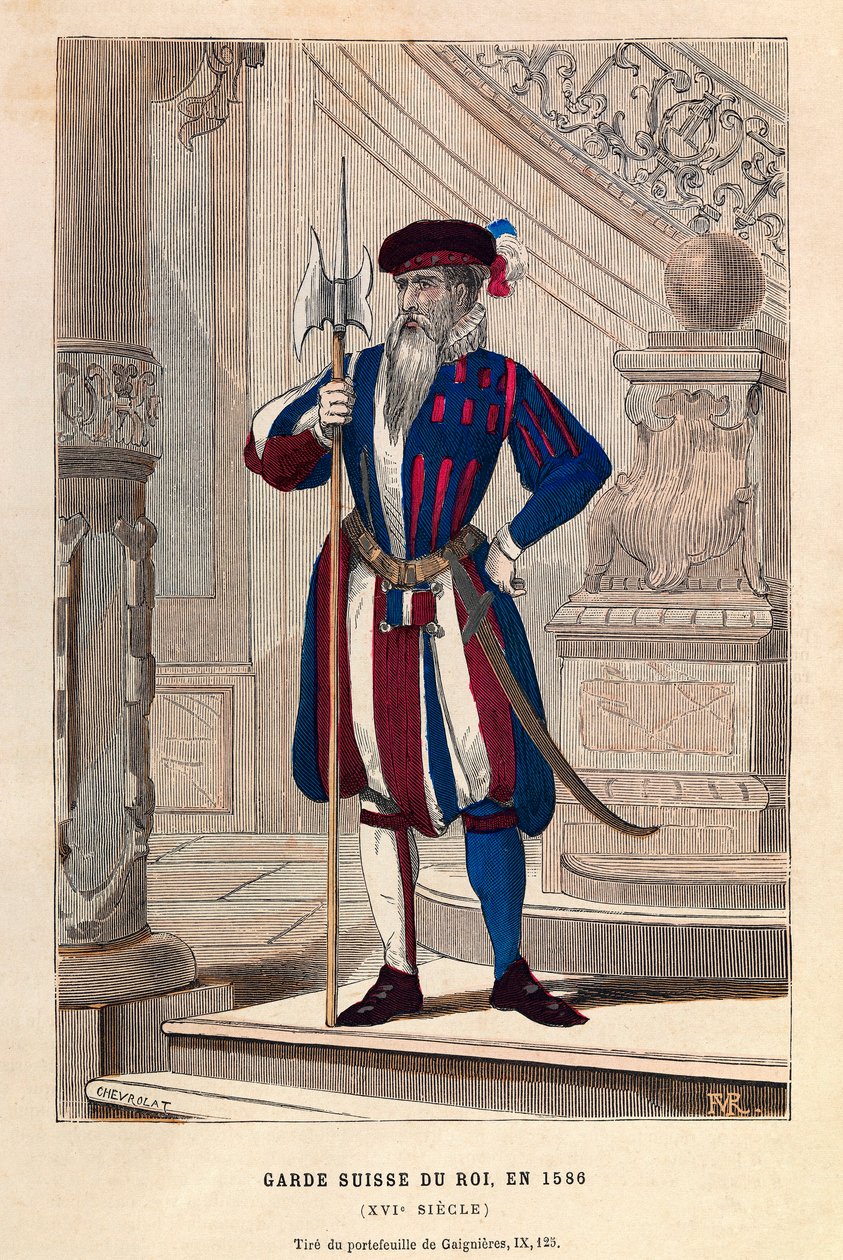Gwardia Szwajcarska Króla w 1586 r. (Henryk III) - Członek Królewskiej Gwardii Szwajcarskiej autorstwa Anonymous Anonymous