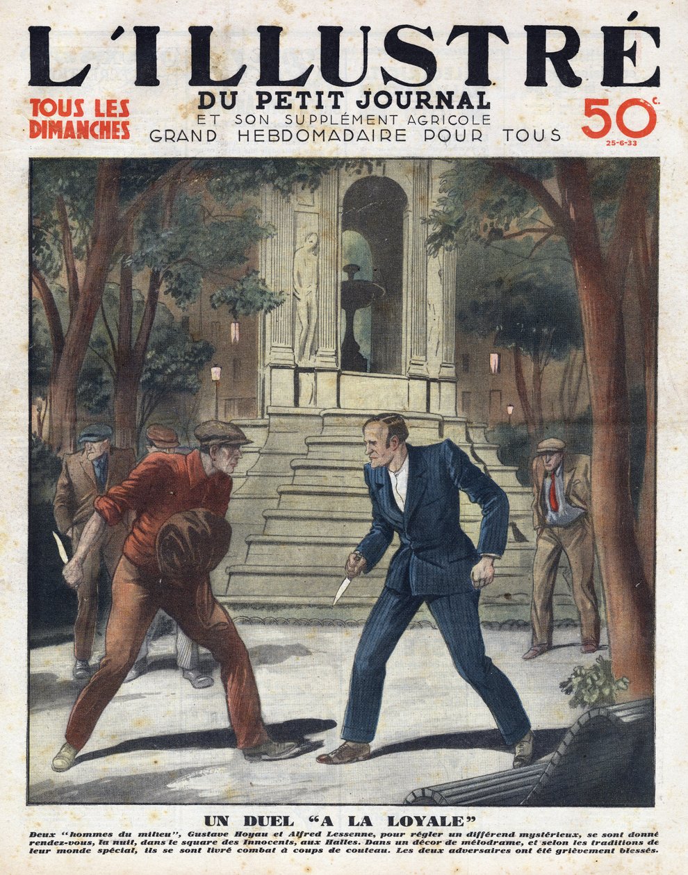 Uczciwy pojedynek: Gustave Hoyau i Alfred Lessene spotkali się w nocy na placu des Innocents aux Halles i walczyli nożem autorstwa Anonymous Anonymous