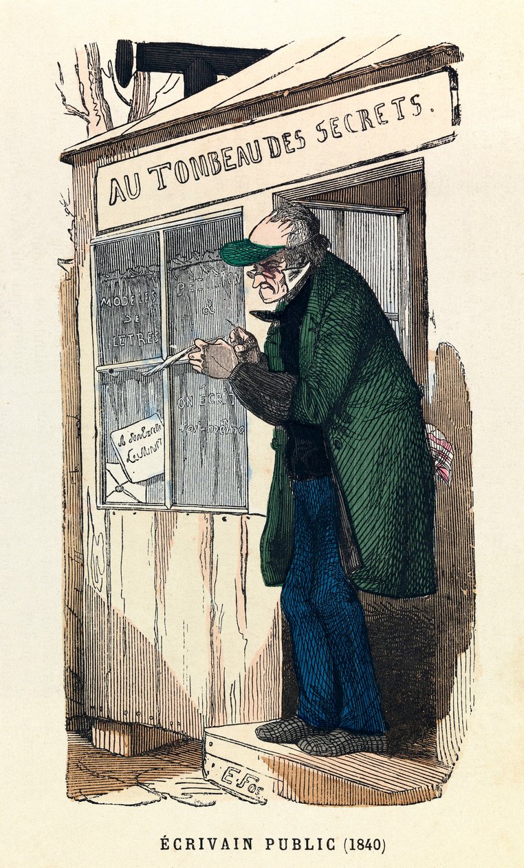 Pisarz publiczny w 1840 roku w Paryżu, rycina, kolekcja prywatna - Pisarz publiczny w Paryżu autorstwa Anonymous Anonymous