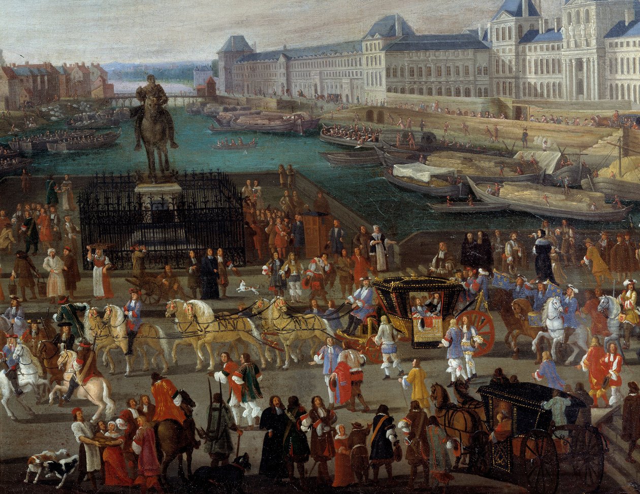 Działania i przejście na Pont Neuf w Paryżu Anonimowe malarstwo z XVII wieku. Paryż, Muzeum Orsay autorstwa Anonymous Anonymous
