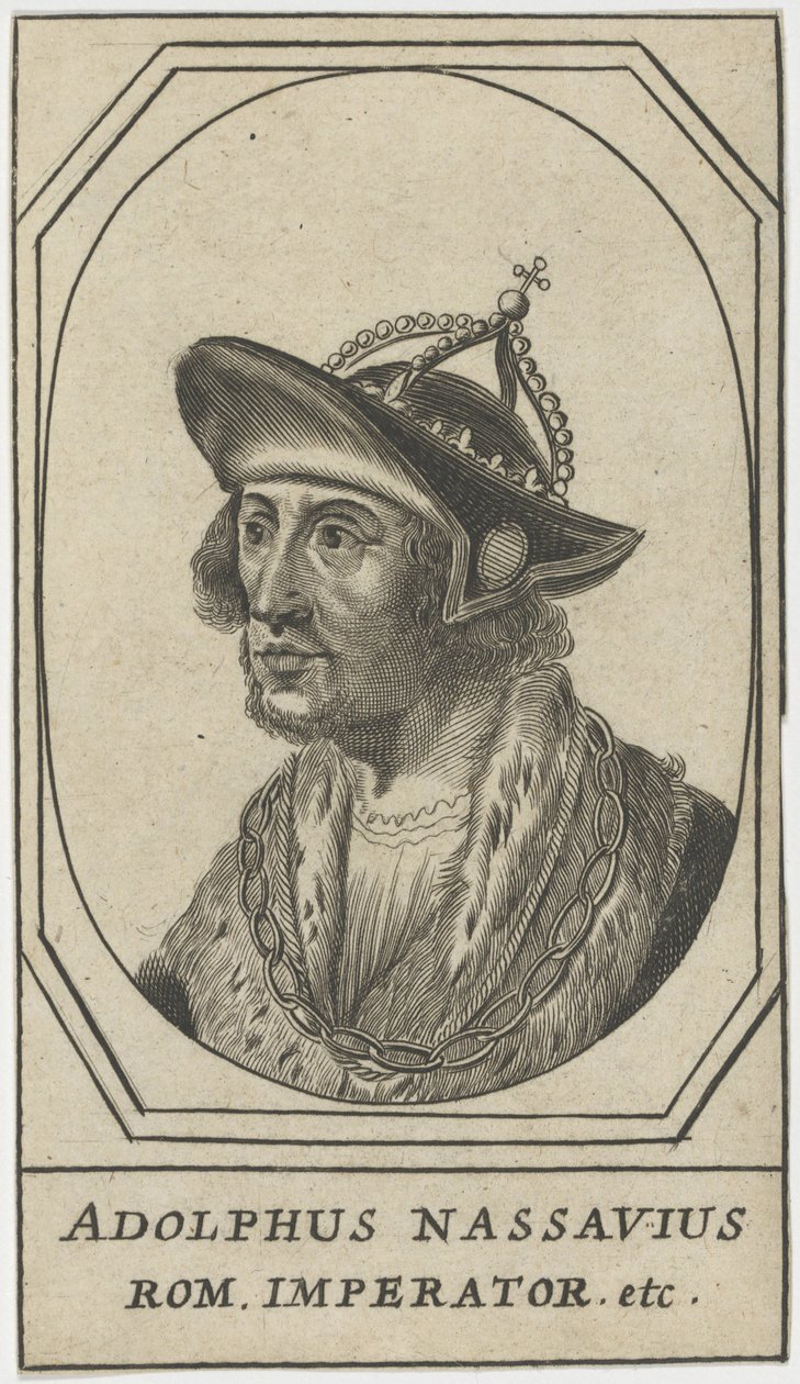 Adolphe de Nassau (1250-1298) - Adolf z Nassau, król Rzymian, Anonim. Akwaforta, rozmiar : 10,8x6,2 autorstwa Anonymous Anonymous
