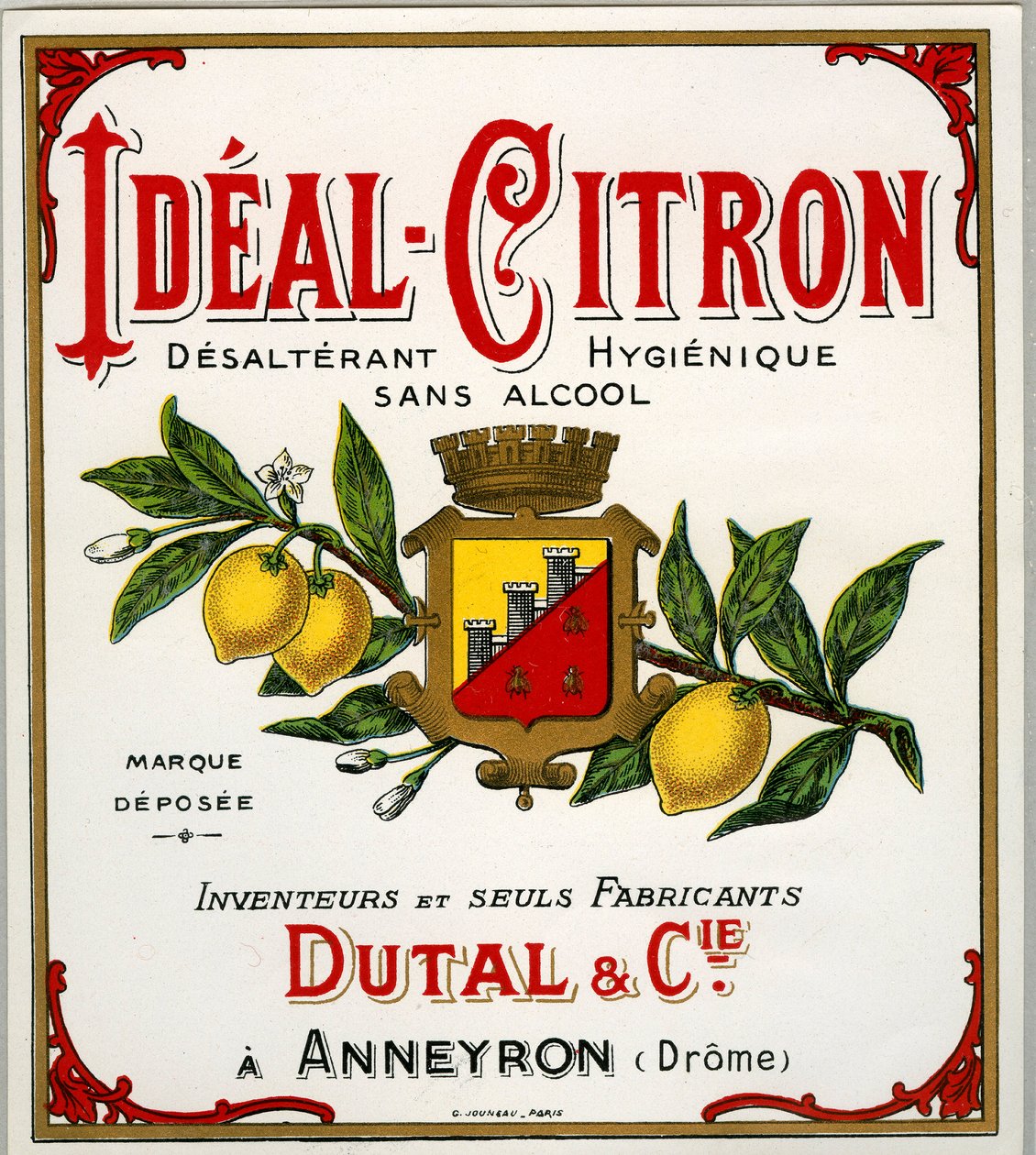 Reklama francuskiego napoju cytrynowego o nazwie ideal-lemon (Chromolithography) autorstwa Anonymous Anonymous