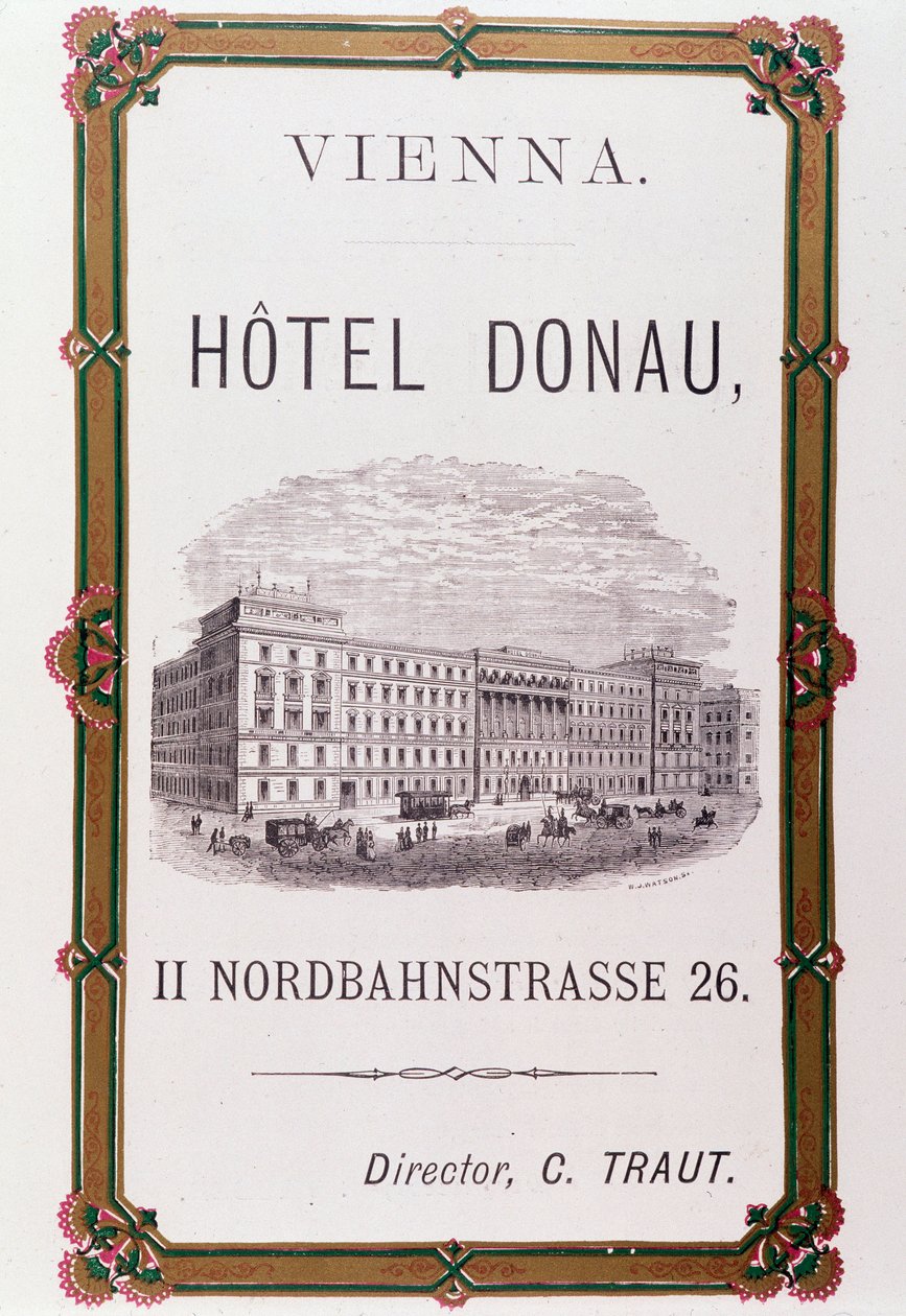 Plakat reklamowy hotelu Donau w Wiedniu. Austria 1874 Kolekcja prywatna autorstwa Anonymous Anonymous