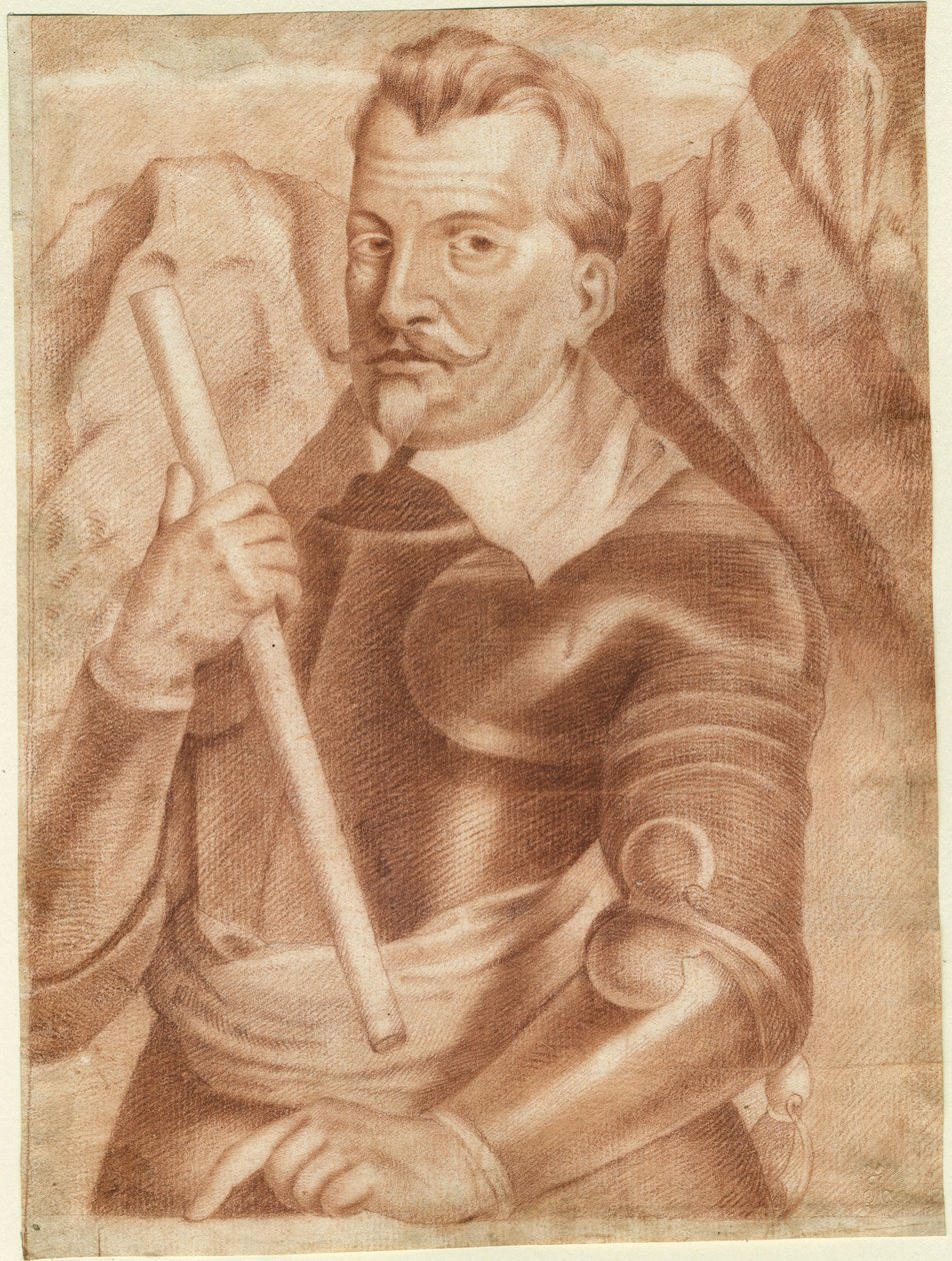Albrecht von Wallenstein (ou Waldstein) (1583-1634) - Albrecht von Wallenstein (1583-1634) - Anonim - 1630 - Sangwinik na papierze - 28,2x21 - Kolekcja prywatna autorstwa Anonymous Anonymous