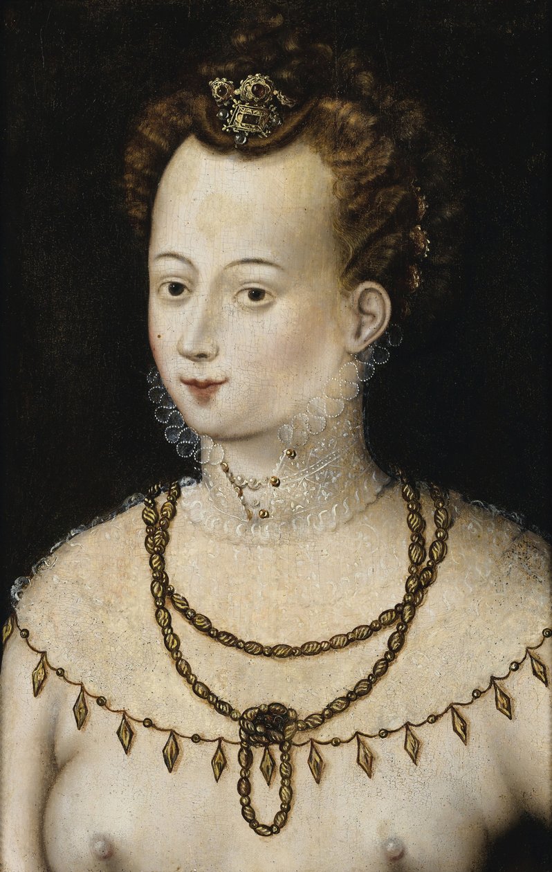 ""Alegoria piękna, portret młodej kobiety"" (Portret młodej damy Alegoria piękna) Anonimowy obraz ok. 1580 r. Wymiary 47,5x30 cm Kolekcja prywatna autorstwa Anonymous Anonymous