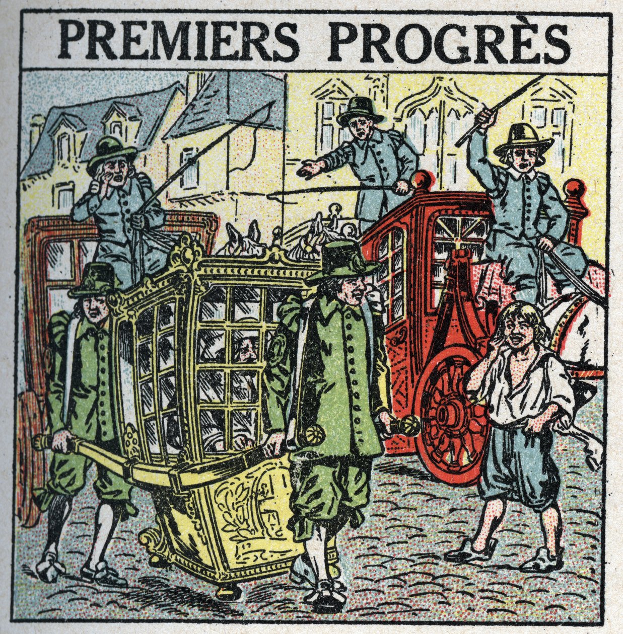 Trakcja zwierząt: wózek transportowy zakłócający ruch. Anonimowa ilustracja z 1925 r. Ze zbiorów prywatnych. autorstwa Anonymous Anonymous
