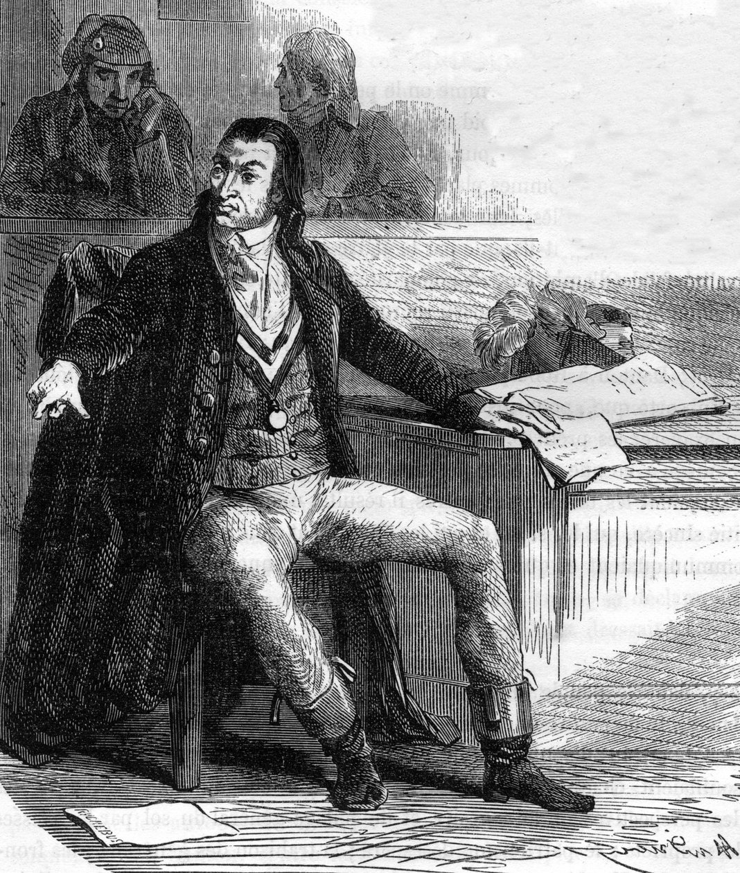 Antoine Quentin Fouquier de Tinville, dit Fouquier-Tinville (1746-1795), francuski prawodawca i rewolucjonista, oskarżyciel publiczny Trybunału Rewolucyjnego - Grawerowanie w „Histoire des Girondins” Alphonse de Lamartine (1790-1869) 1865-1866 - Prywatny k autorstwa Anonymous Anonymous