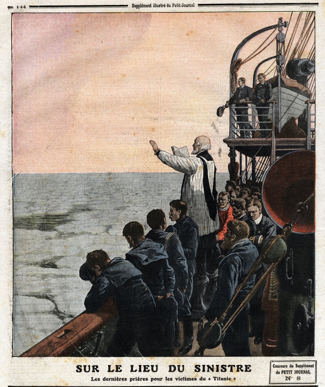 Na miejscu katastrofy ostatnie modlitwy za ofiary Titanica. Podczas swojej inauguracyjnej podróży z Southampton do Nowego Jorku brytyjski transatlantyk „The Titanic” uderzył w górę lodową w nocy 14 kwietnia autorstwa Anonymous Anonymous