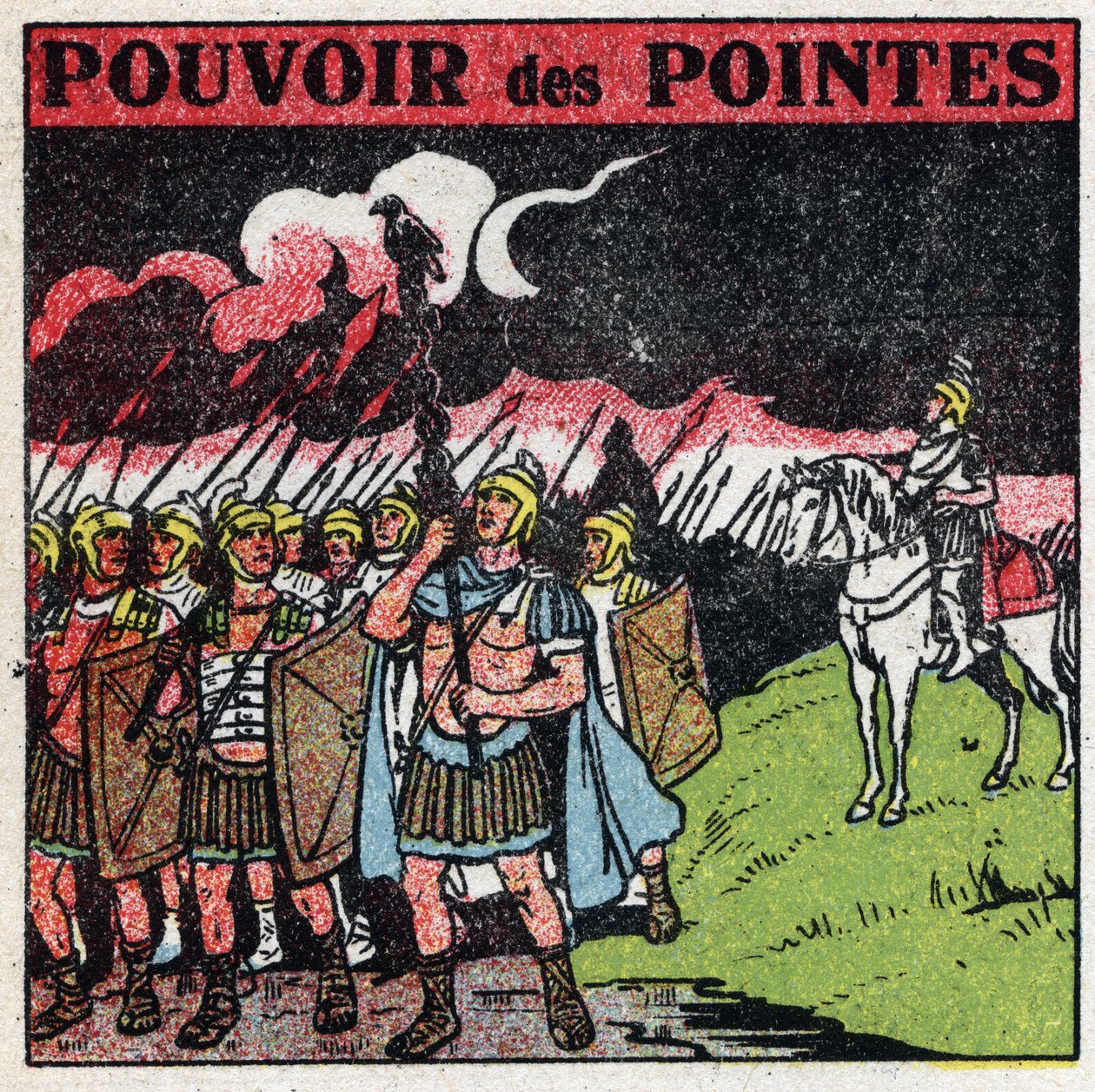 Atmosferyczny elektryczność: rzymscy legioniści odkrywają, że czubek ich łopat wydaje się zapalać podczas burzy. Anonimowa ilustracja z 1925 r. Ze zbiorów prywatnych. autorstwa Anonymous Anonymous