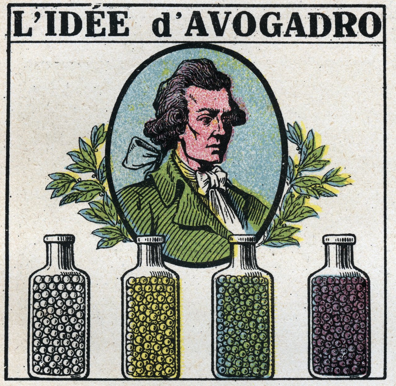 Atomy: idea Amedeo Avogadro (1776-1856). Anonimowa ilustracja z 1925 r. Ze zbiorów prywatnych. autorstwa Anonymous Anonymous