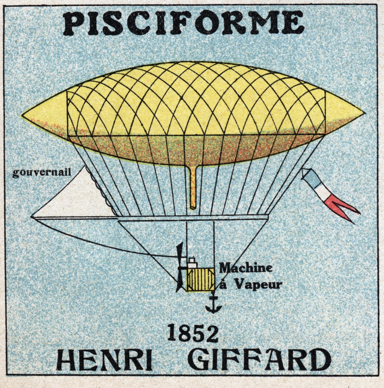 Balony: koperta w kształcie ryb, Henri Giffard (1825-1882) z 1852 r. Anonimowa ilustracja z 1925 r. Ze zbiorów prywatnych. autorstwa Anonymous Anonymous