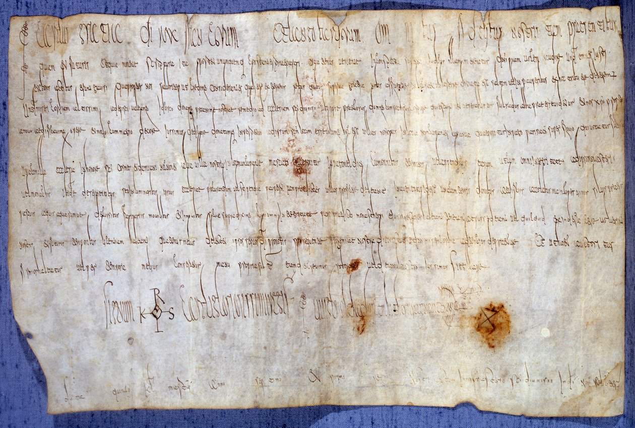 Karta króla Karola Wielkiego (Charles I, Charles the Great lub Carolus Magnus) (742-814) zwalniająca opactwo Saint Germain des Pres z podatku w dniu 27.03.0779. Paryż, Archiwa Narodowe autorstwa Anonymous Anonymous