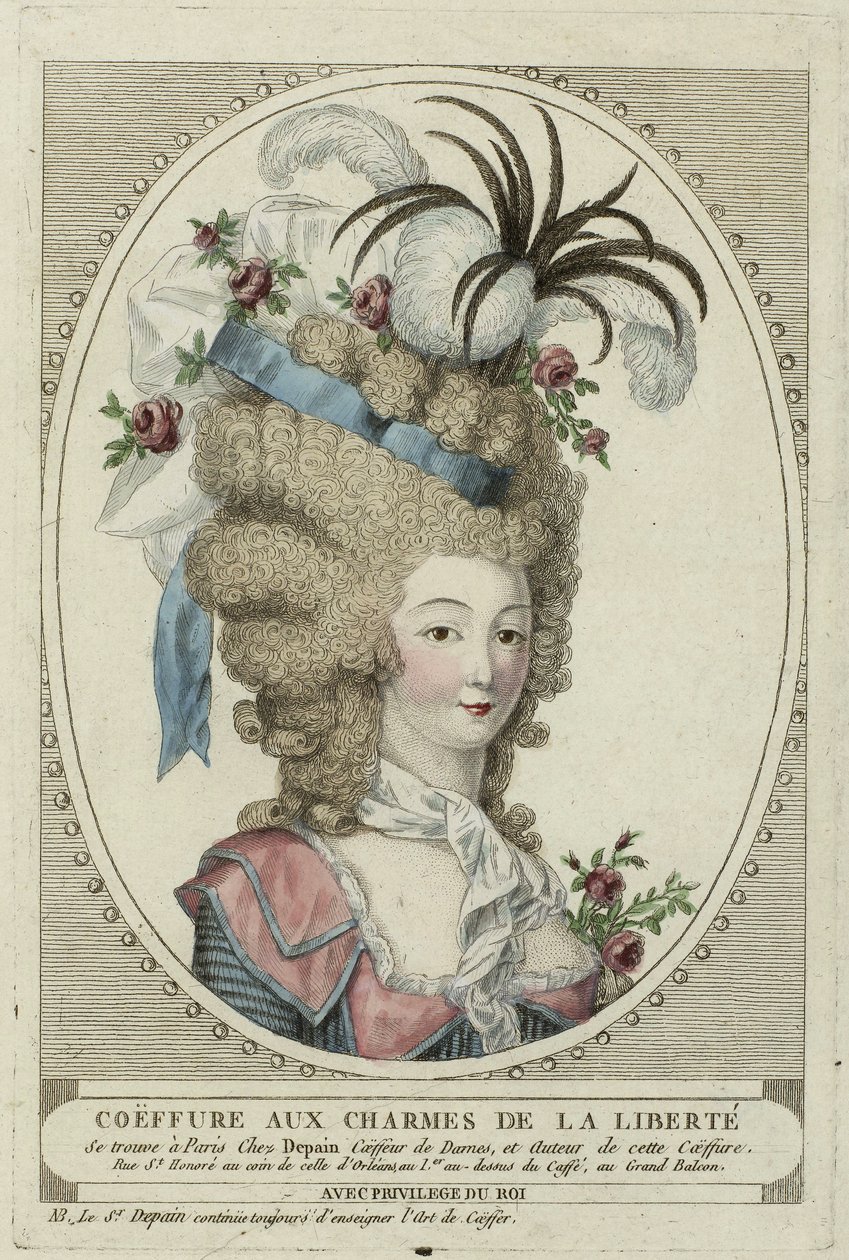 Fryzura Aux Charmes De La Liberte, Anonimowy. Miedzioryt, akwarela, ok. 1900 r. 1790, kolekcja prywatna autorstwa Anonymous Anonymous