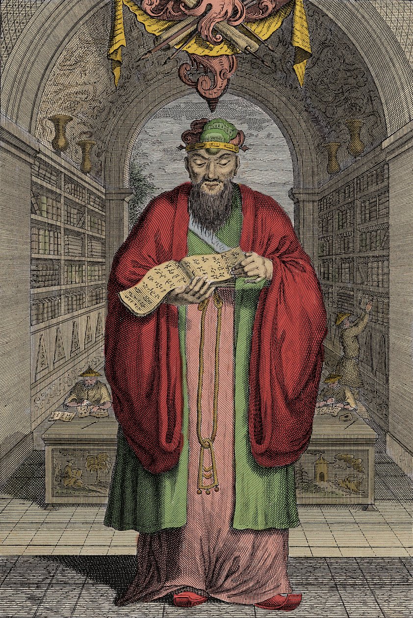 Konfucjusz (551-479) p.n.e. grawerowanie - Konfucjusz (lub Kong Fu Zi lub KongZi) (551-479 pne). autorstwa Anonymous Anonymous