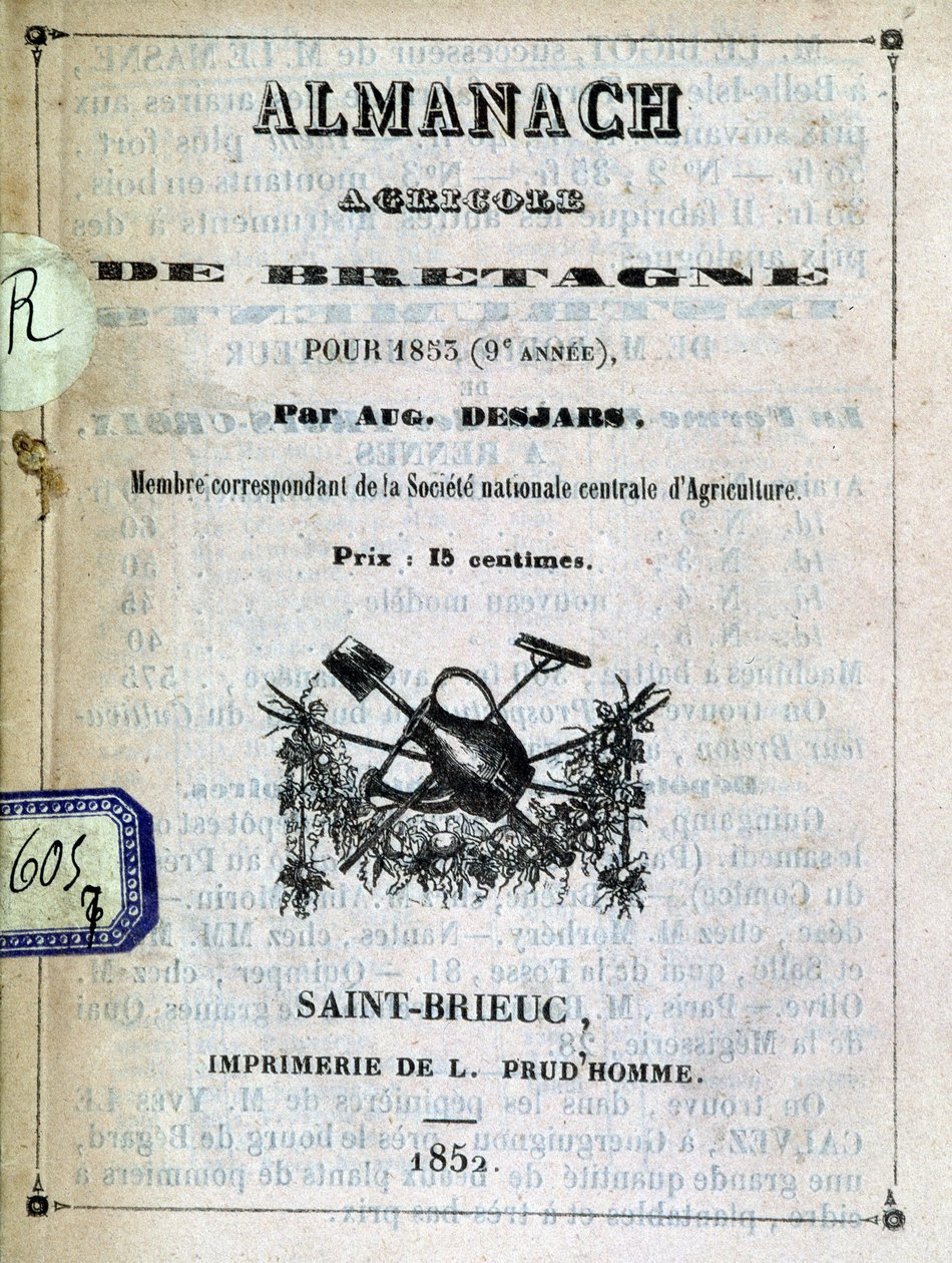 Okładka Almanachu Agricole de Bretagne autorstwa Anonymous Anonymous