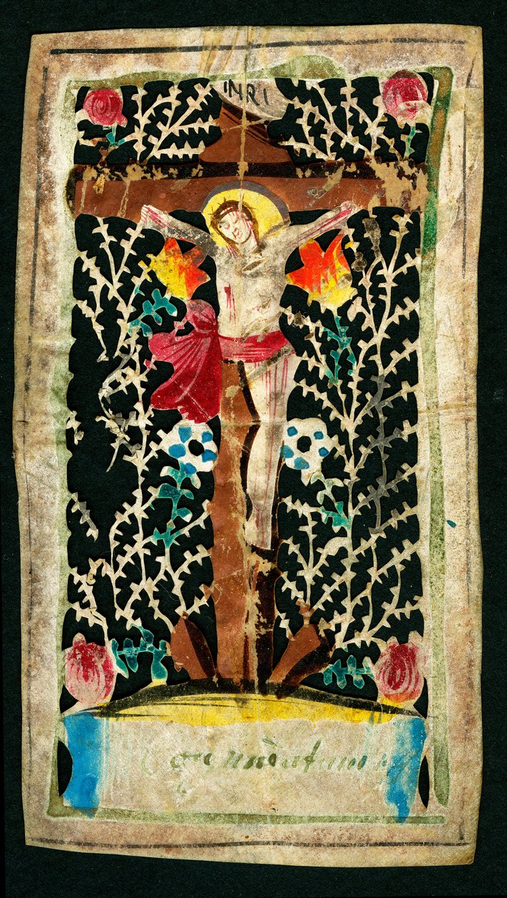 Ukrzyżowanie Pobożny obraz w kanale. Napisy INRI (INRI). Prywatna kolekcja autorstwa Anonymous Anonymous