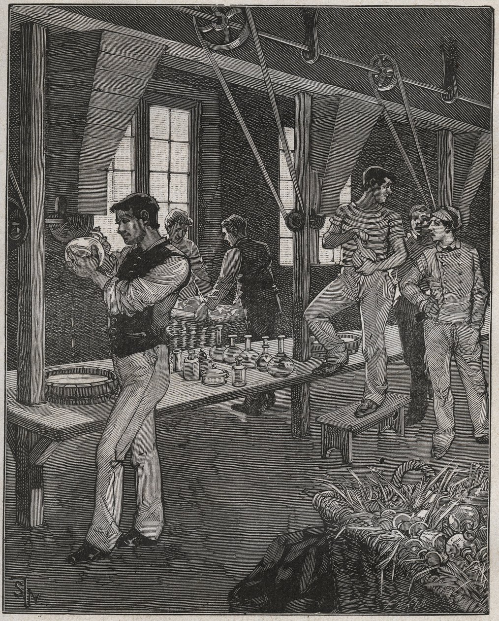 Warsztaty grawerów kryształów we Francji w XIX wieku. Grawer z 1885 roku w „Les arts et metiers illustres” Adolphe BITARD. autorstwa Anonymous Anonymous