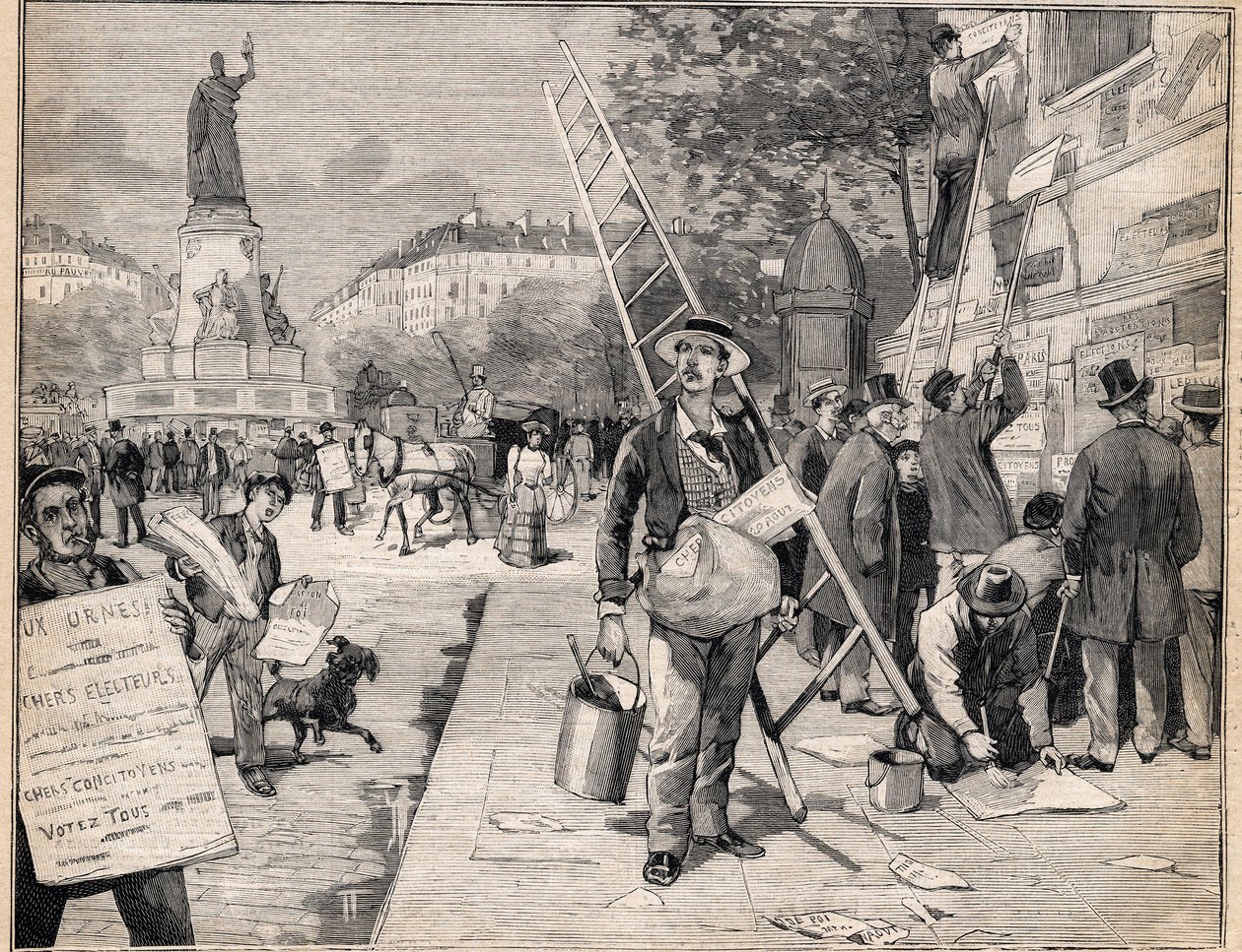 Wyświetlacz w okresie wyborczym we Francji. Grawer w „Le Petit Parisien”” w dniu 20.08.1893 r. autorstwa Anonymous Anonymous