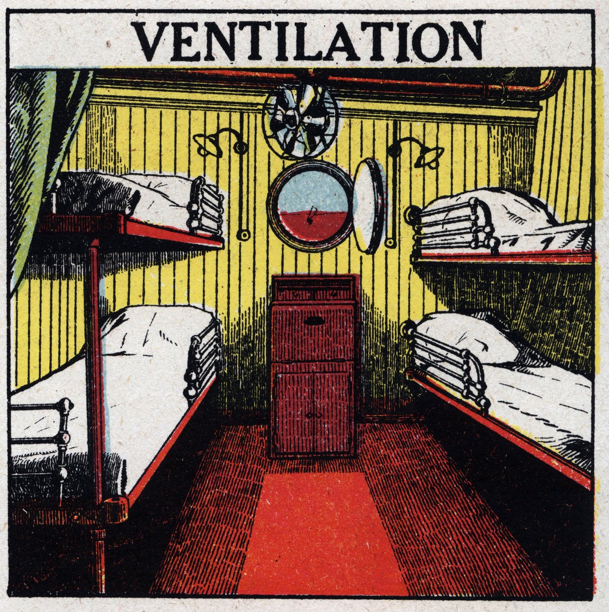 Domowe zastosowania energii elektrycznej: wentylacja. Anonimowa ilustracja z 1925 r. Ze zbiorów prywatnych. autorstwa Anonymous Anonymous