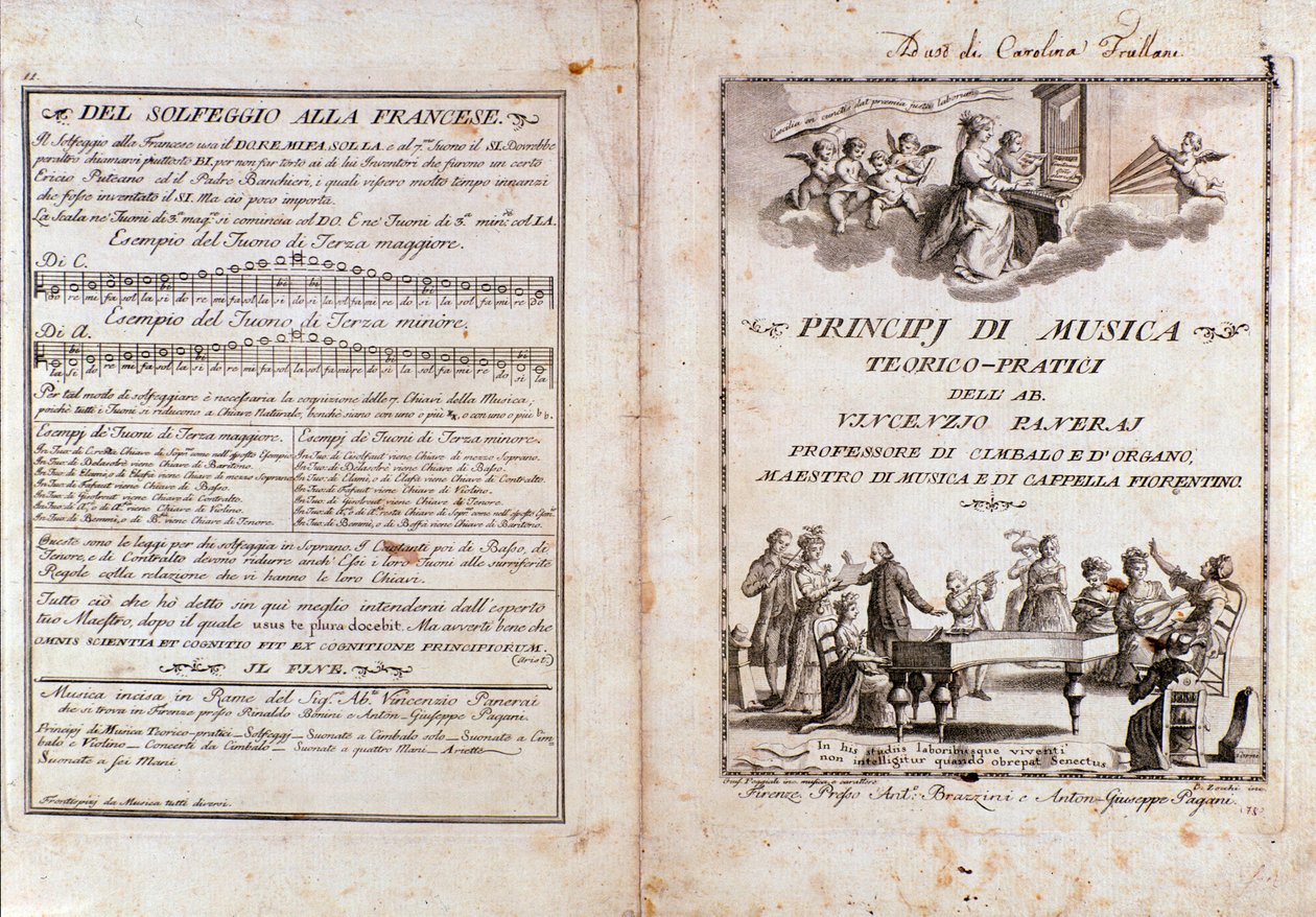 Podwójna strona z podręcznika teorii muzyki Vincenzo Panerai autorstwa Anonymous Anonymous