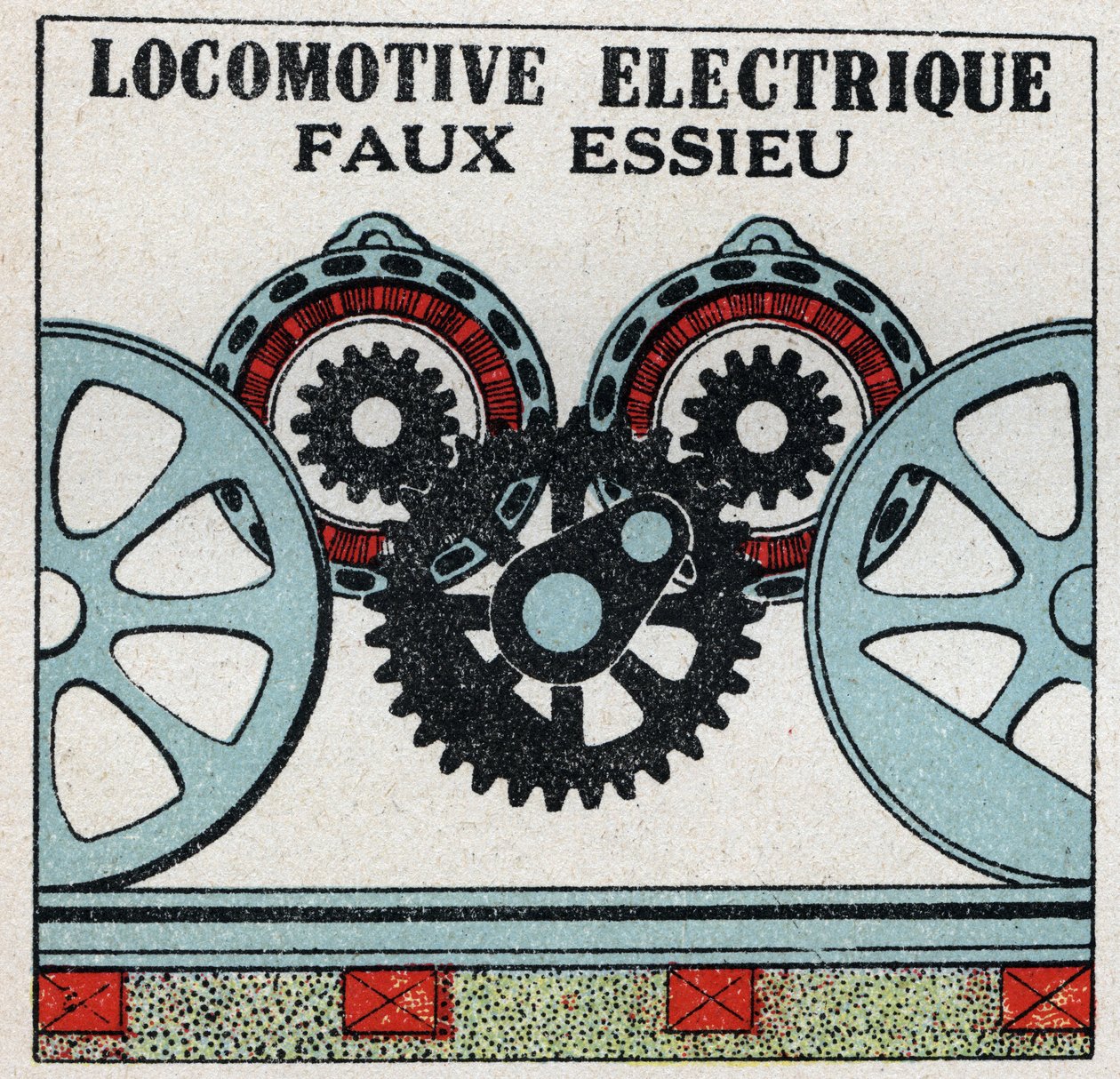 Koleje elektryczne: fałszywa oś lokomotywy elektrycznej. Anonimowa ilustracja z 1925 r. Ze zbiorów prywatnych. autorstwa Anonymous Anonymous